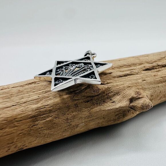 Sterling Silver Star of David Filigree Pendant, Israel, Jewish, Kabbalah, Judaic - Picture 3 of 6